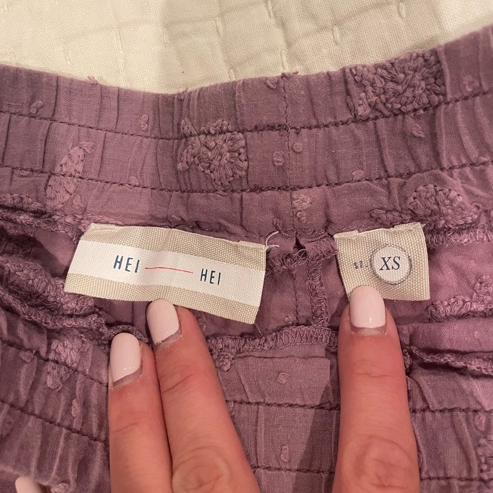 Embroidered Purple Drawstring Shorts - Picture 4 of 7